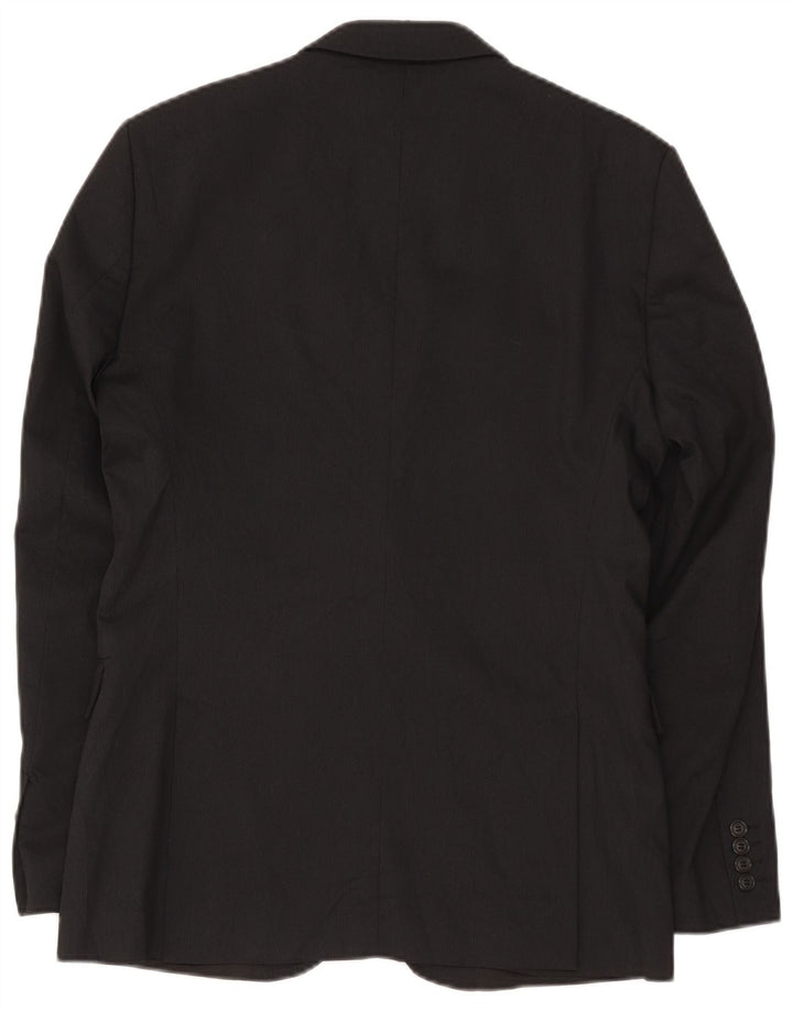 Zara Herre 2-knaps blazerjakke EU 50 Medium Sort nålestribet viskose