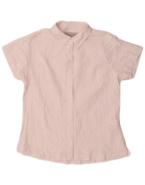 Regatta kortærmet skjorte til kvinder UK 14 Stor hvid stribet bomuld