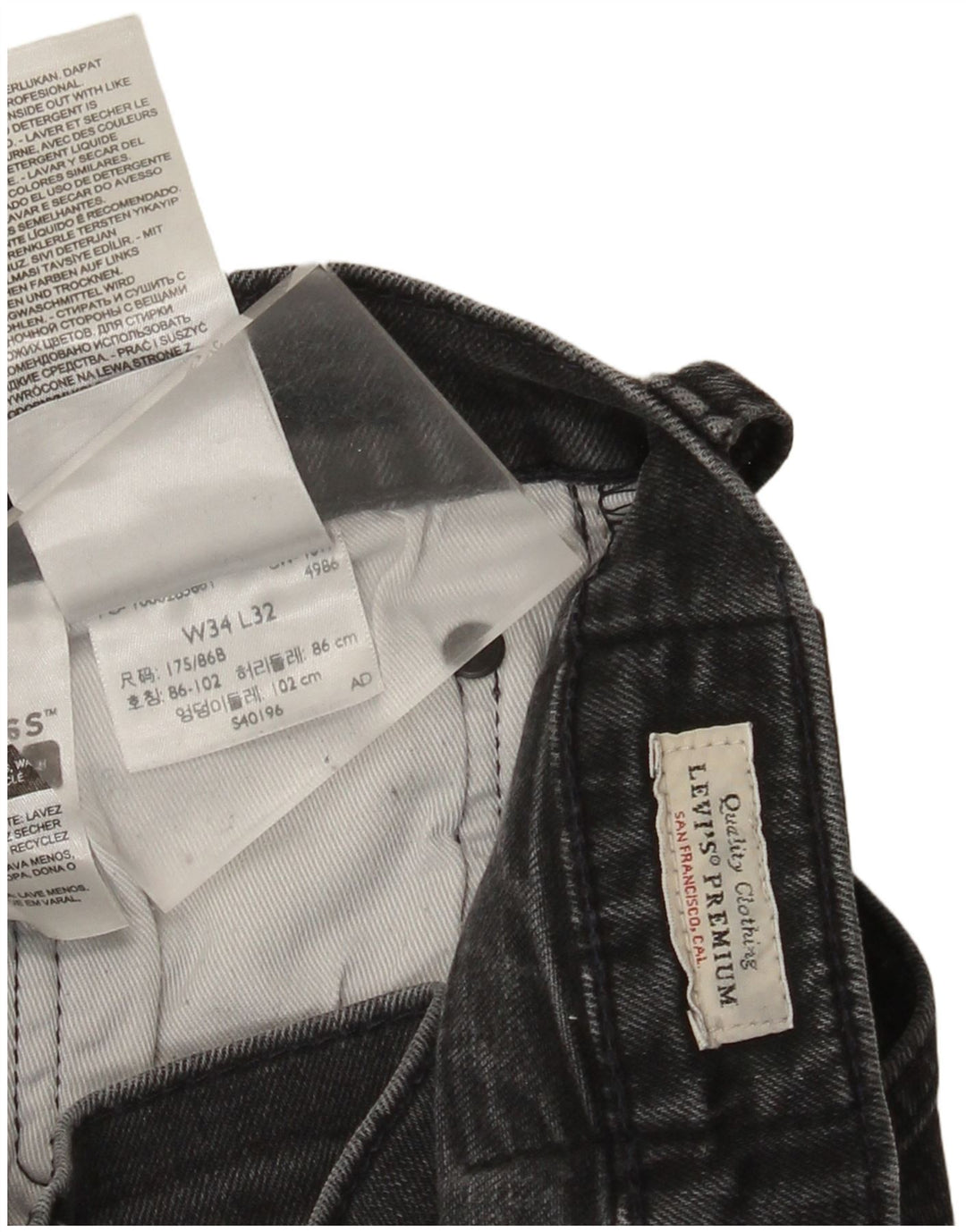 Levi's Slim Jeans til mænd W34 L32 Grå bomuld