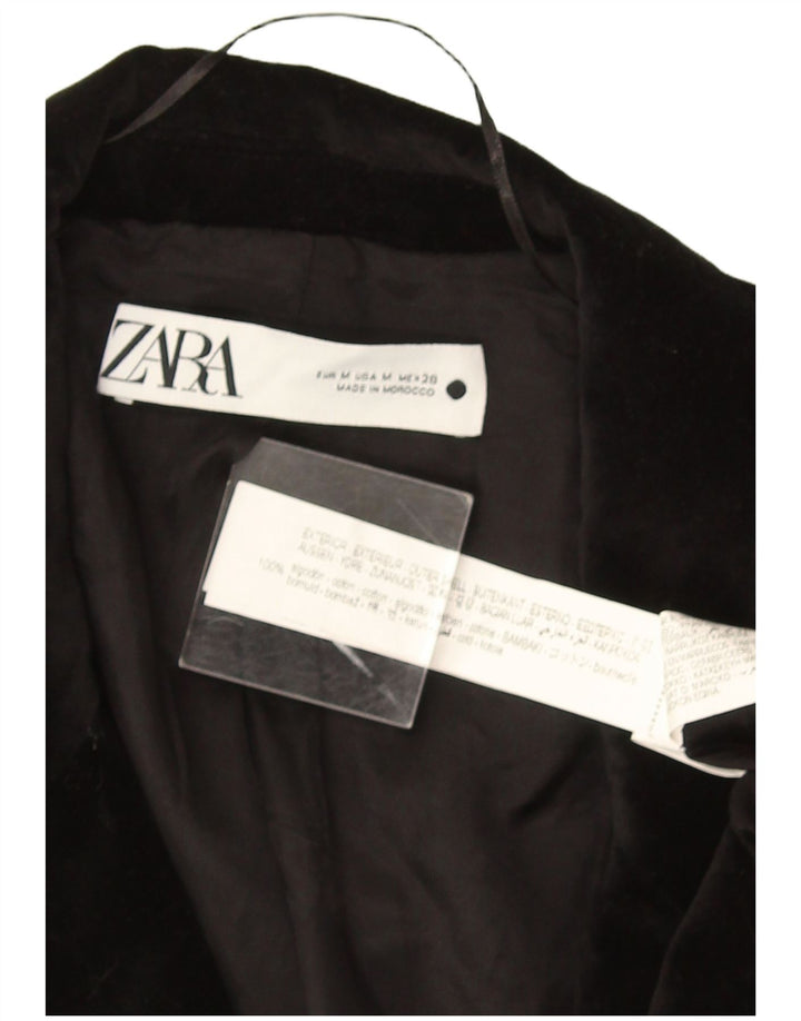 Zara Herre Velvet 2 Button Blazer Jacket UK 38 Medium Sort Bomuld