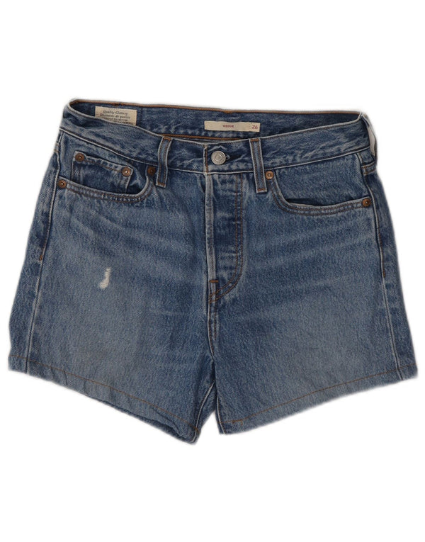 Levi's Womens Wedge Distressed Denim Shorts W26 Small Blue Cotton