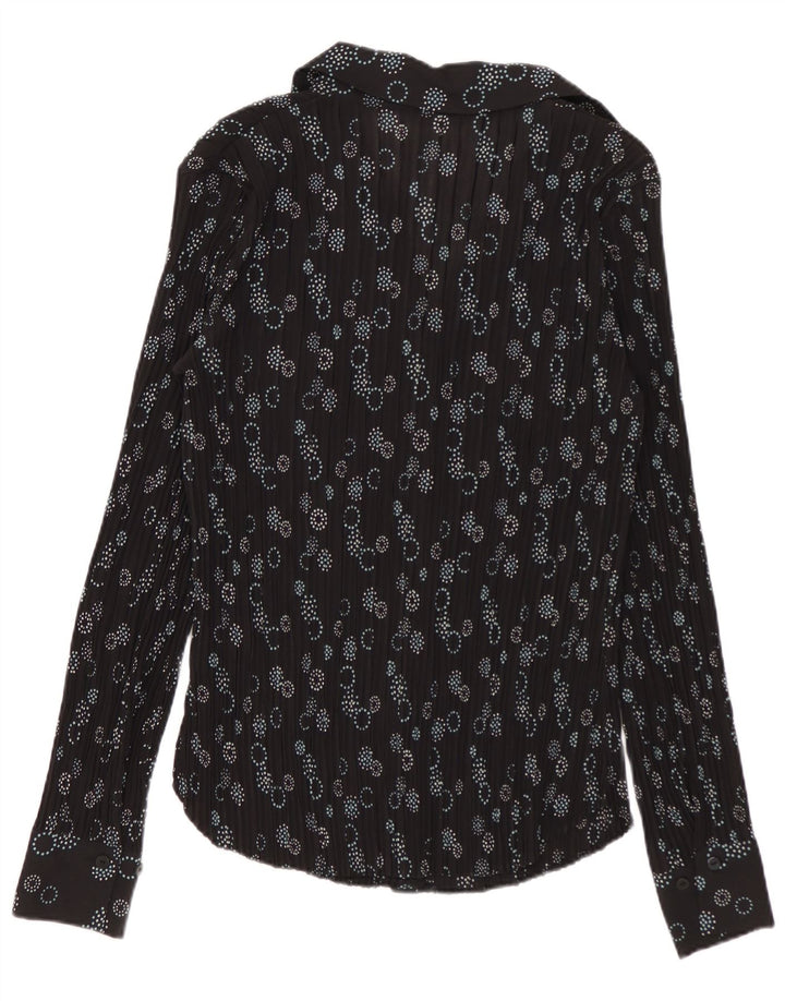 Marks & Spencer skjortebluse til kvinder UK 8 Lille sort geometrisk polyester