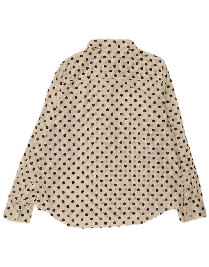 J. CREW Womens See Through Pullover Shirt UK 16 Large Off White Polka Dot