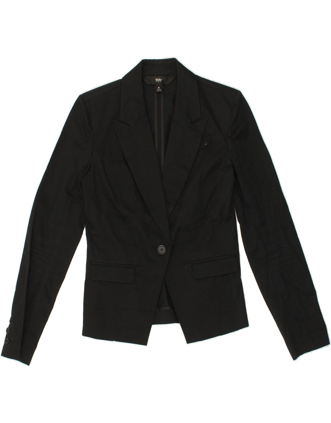 MOSSIMO Womens 1 Button Blazer Jacket US 4 Small Black Cotton Vintage Mossimo and Second-Hand Mossimo from Messina Hembry 