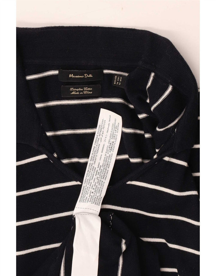 Massimo Dutti herre poloshirt XL marineblå stribet bomuld