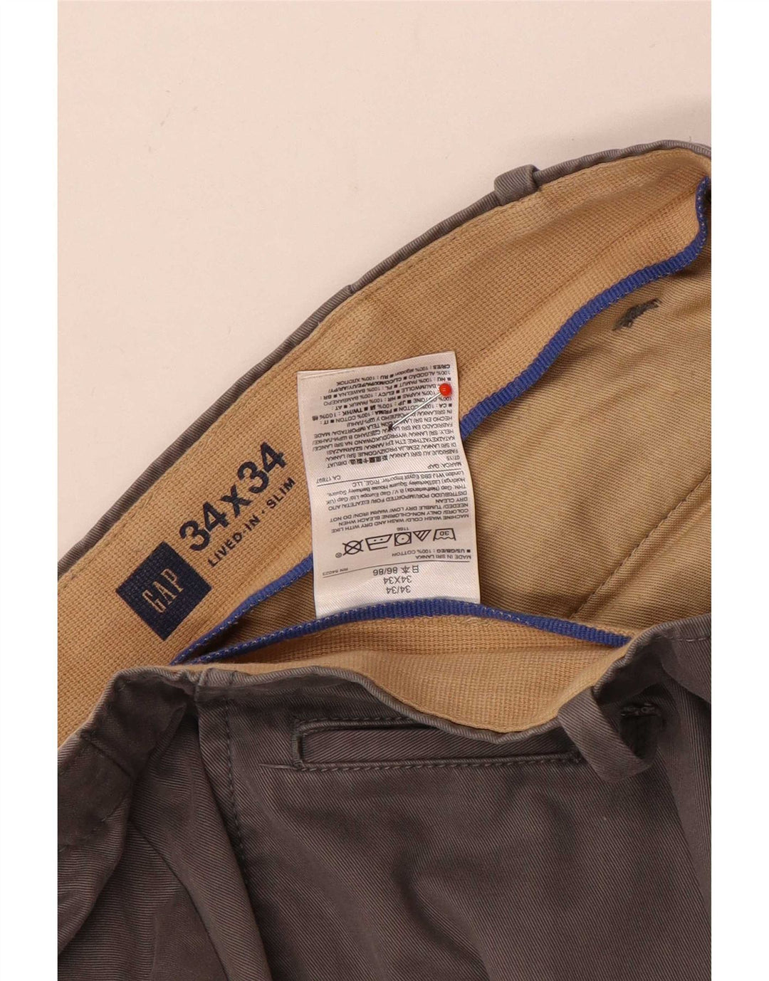 Gap Herre Slim Chino Bukser W34 L34 Grå