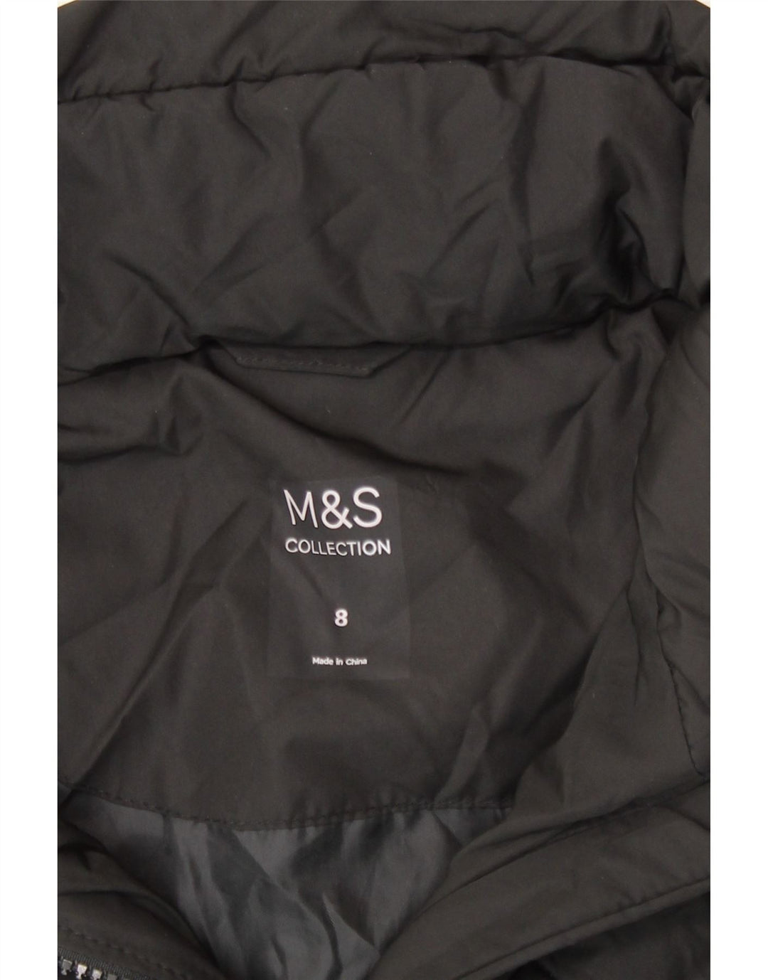 Marks & Spencer Polstret hættejakke til kvinder UK 8 Lille sort polyester