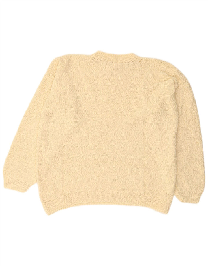 VINTAGE Womens Oversized Turtle Neck Jumper Sweater UK 20 2XL Yellow