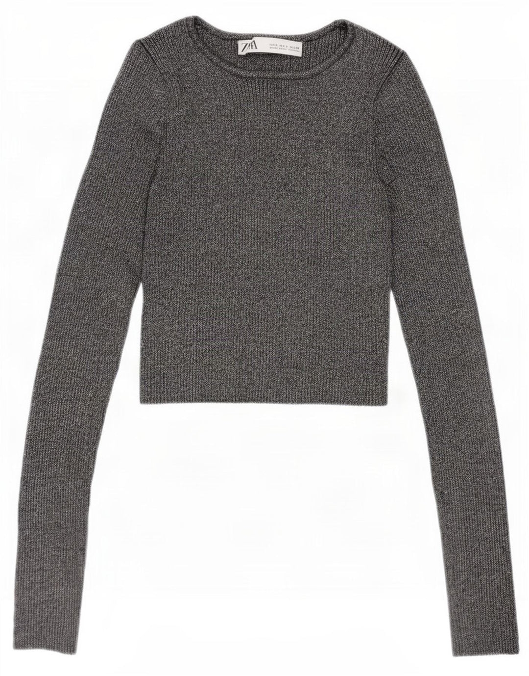 Zara Womens Crop Bluse Top UK 8 Small Silver Flecked Viscose