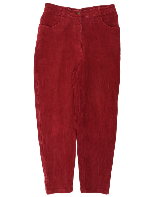 Vintage kvinders højtaljede fløjlsbukser EU 44 XL W34 L30 Burgundy