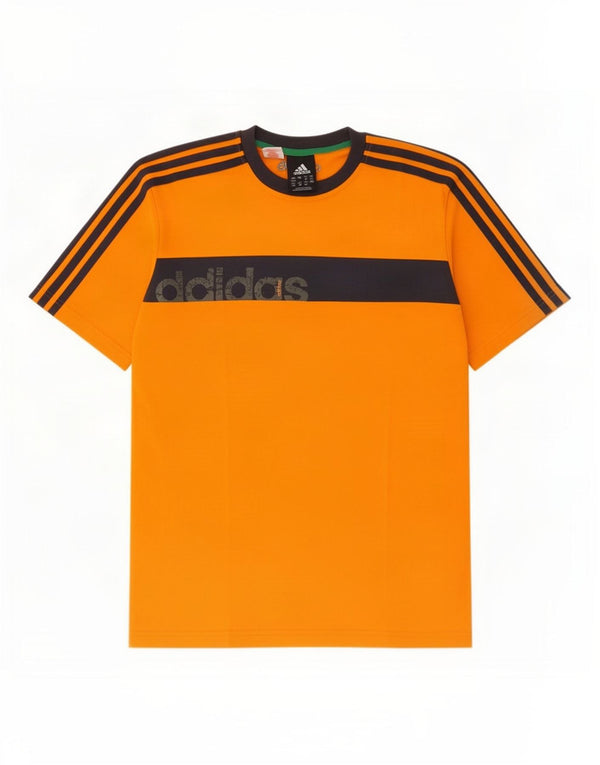 Adidas Herre Loose Fit Grafisk T-Shirt Top UK 34/36 Small Orange Colourblock