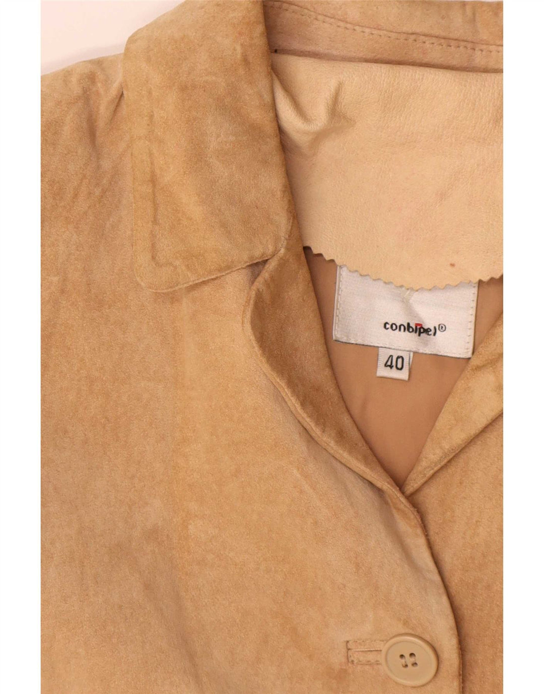 Conbipel Dame Oversized 4-knaps Ruskind Blazer Jacket IT 40 Small Beige