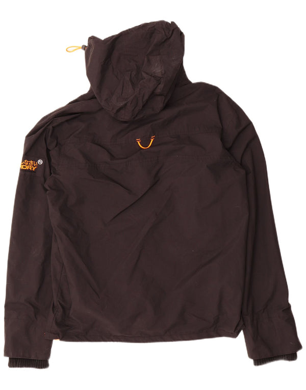 Superdry Windbreaker-jakke med hætte til mænd UK 42 XL sort nylon