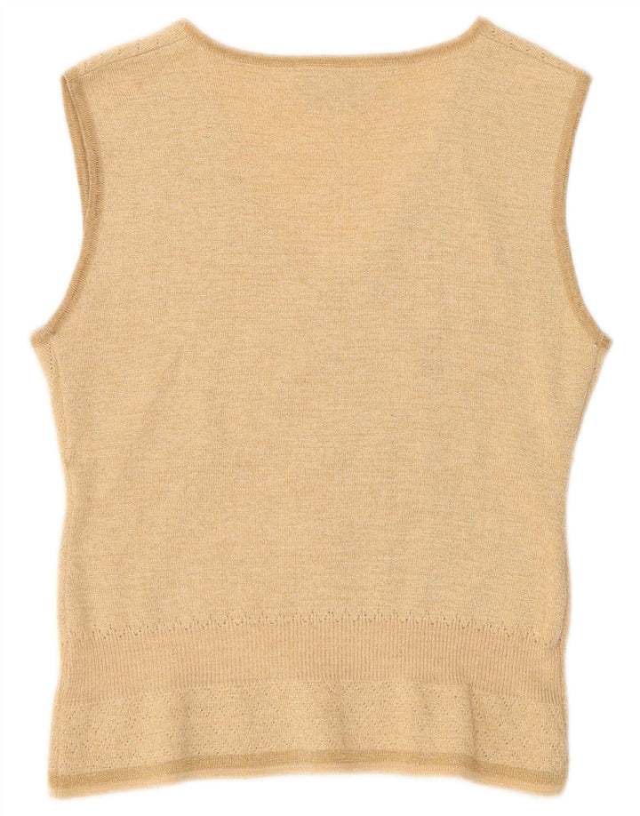 Vintage Dame Vest Tank Top IT 40/42 Lille Beige Uld