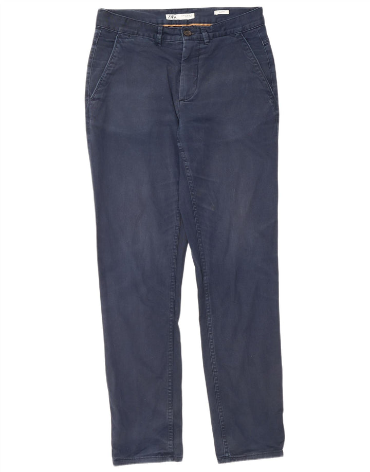 Zara Herre Slim Fit Chino Bukser EU 38 Small W30 L30 Navy Blue