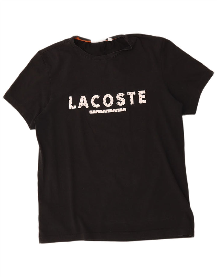 Lacoste Herre grafisk T-shirt top størrelse 3 Lille sort bomuld