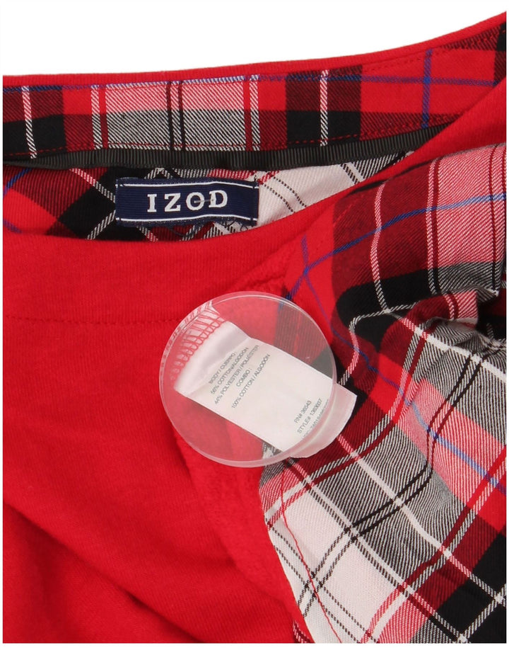Izod Dame Top Langærmet UK 14 Stor Rød Plaid Bomuld