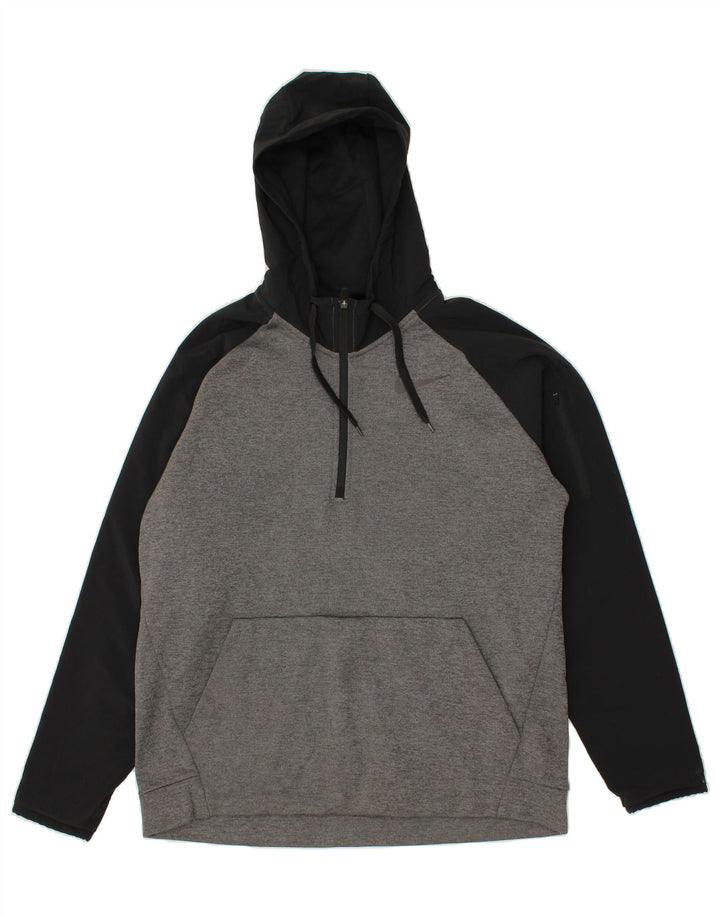 NIKE Mens Zip Neck Hoodie Jumper Large Grey Colourblock Polyester Vintage Nike and Second-Hand Nike from Messina Hembry 