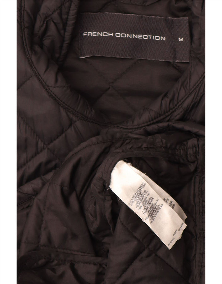 FRANSK FORBINDELSE Herre Quiltet Jakke UK 38 Medium Sort Polyamid