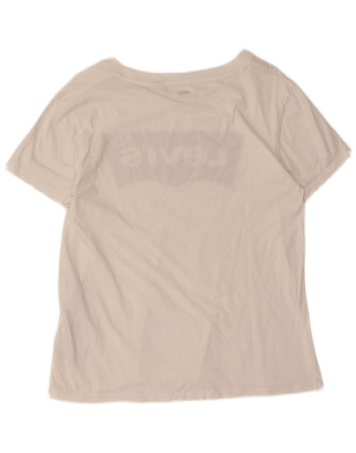 Levi's Grafisk T-shirt top til kvinder UK 12 Medium hvid bomuld
