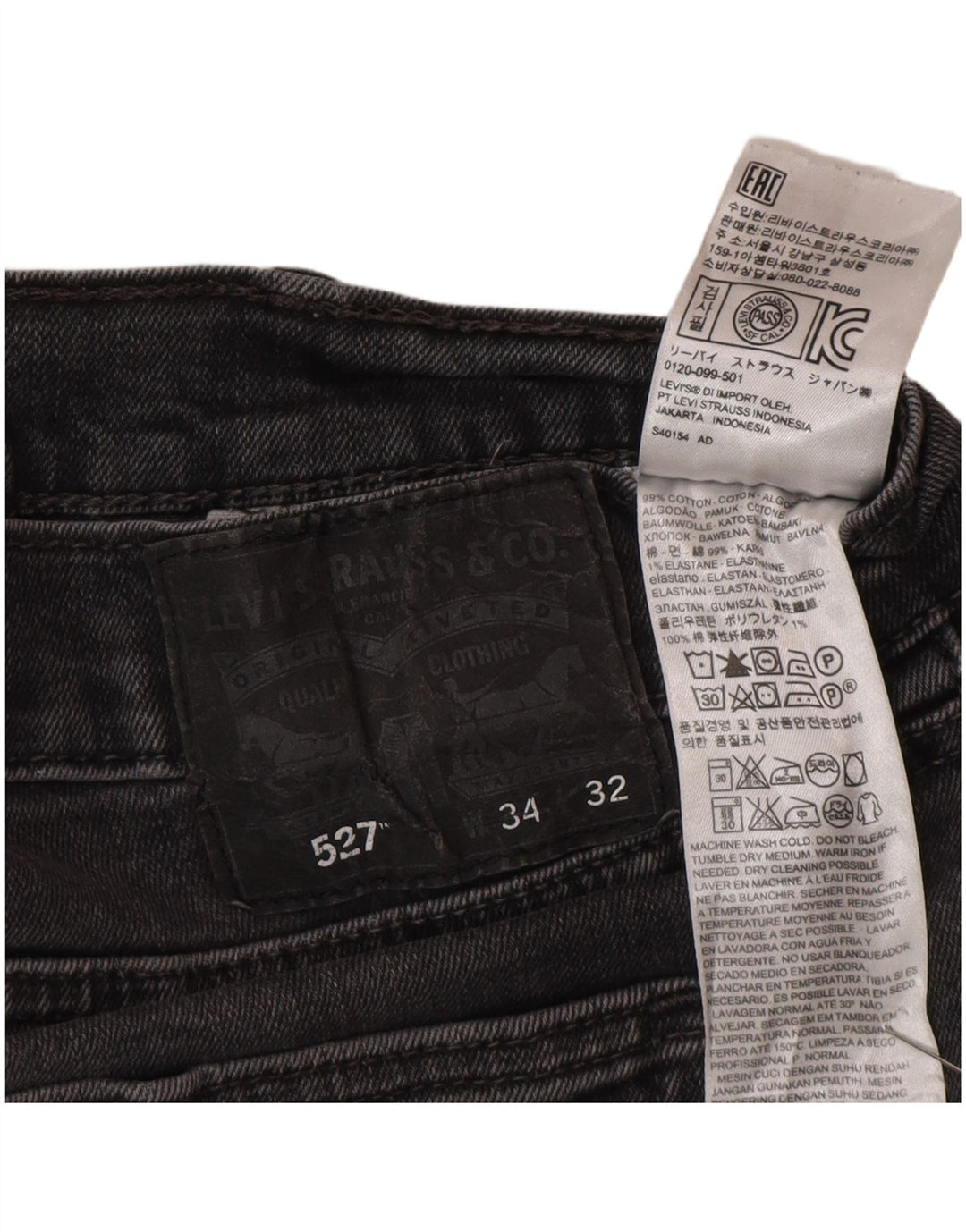 Levi's Herre 527 Bootcut Jeans W34 L32 Grå Bomuld