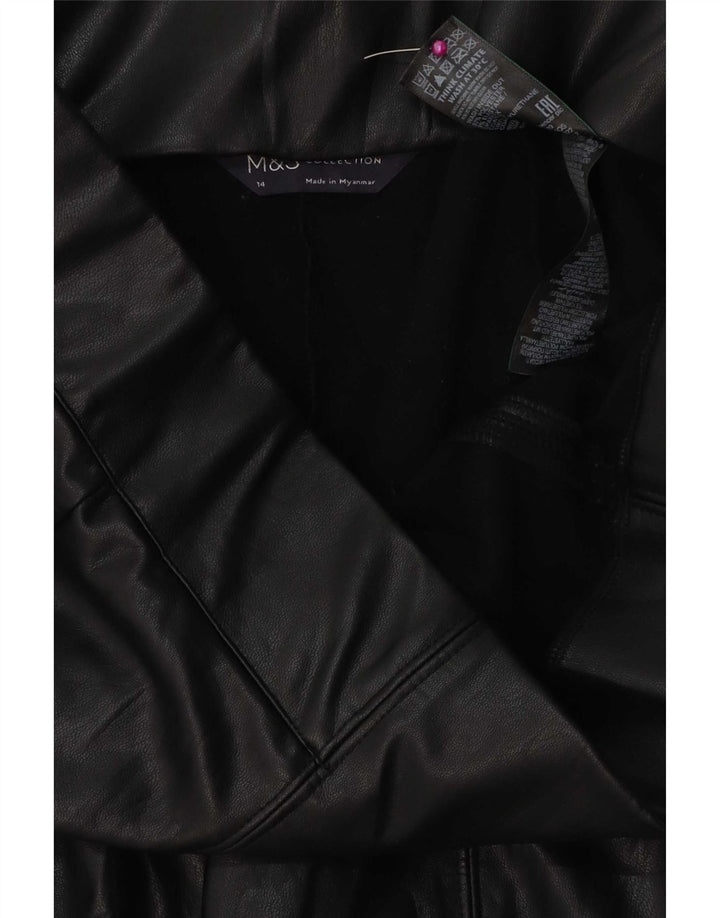 Marks & Spencer Dame imiteret læder Leggings UK 14 Stor sort polyethylen