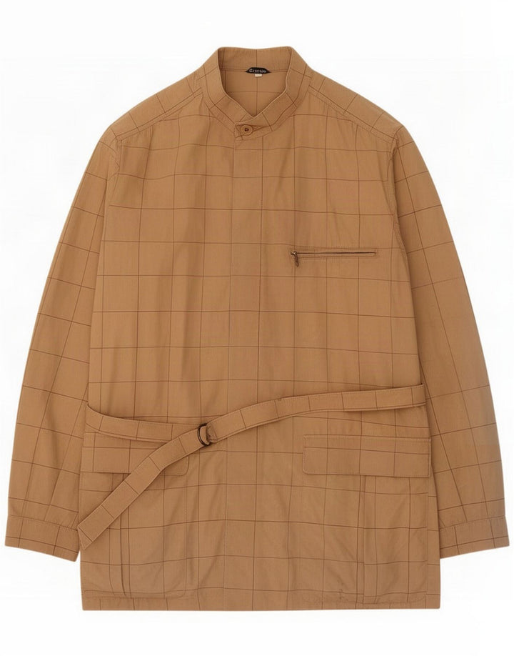 Breco's Herre Utility Jacket UK 40 Large Beige Plaid Cotton