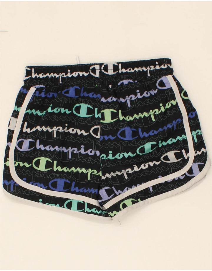 CHAMPION Girls Graphic Sport Shorts 7-8 Years  Black Polyester Vintage Champion and Second-Hand Champion from Messina Hembry 