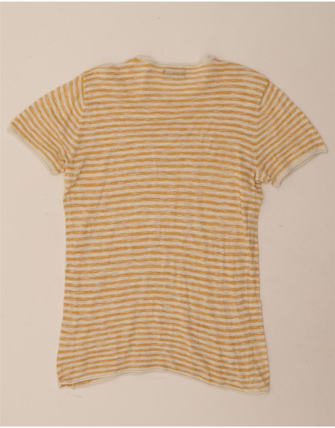 Zara Herre T-Shirt Top Lille Gul Stribet