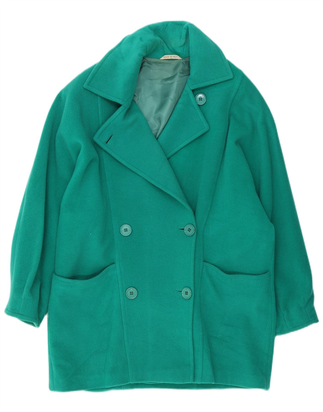 Franco Ancona Dame Oversized Dobbeltradet Frakke IT 46 Stor grøn uld