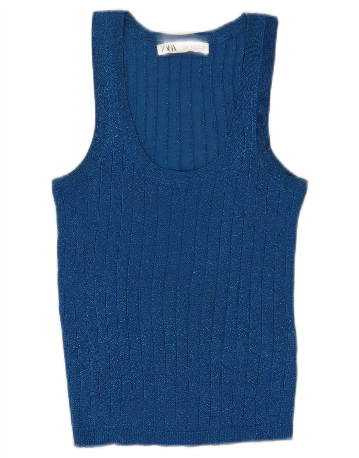 ZARA Womens Vest Top UK 8 Small Blue