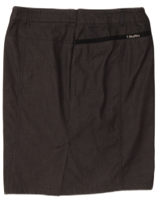 Max Mara Kvinder High Waist Pencil Skirt UK 14 Large W30 Grey Bomuld
