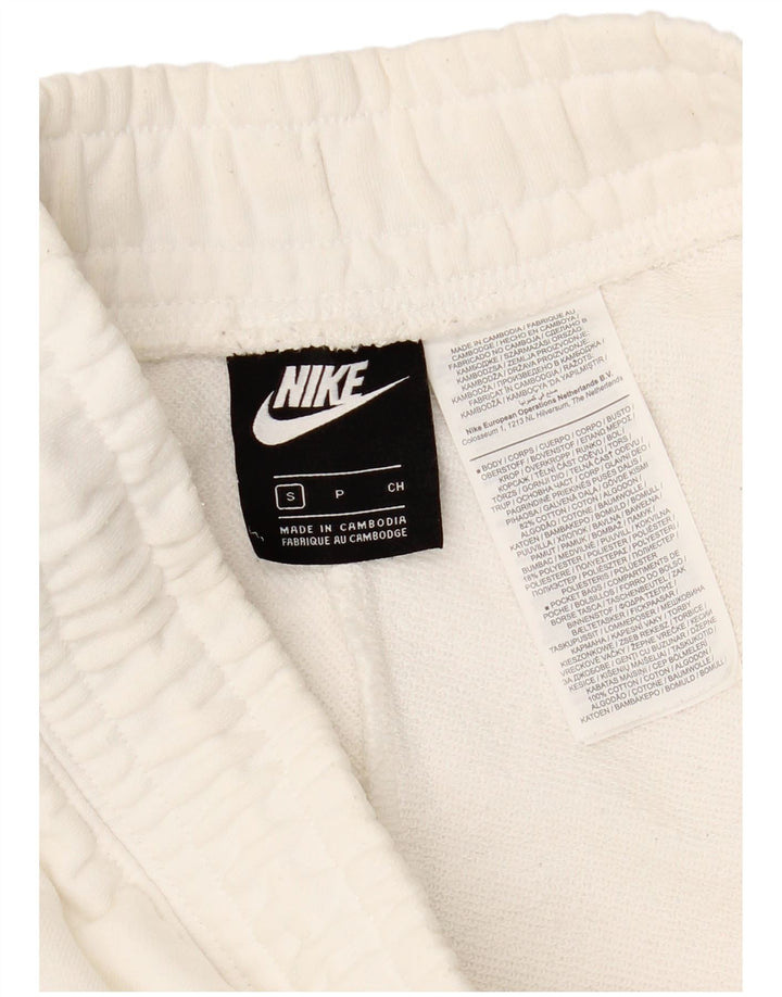 NIKE Womens Graphic Sport Shorts UK 10 Small White Cotton