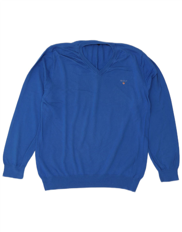GANT Herre V-hals sweater XL Blå Bomuld