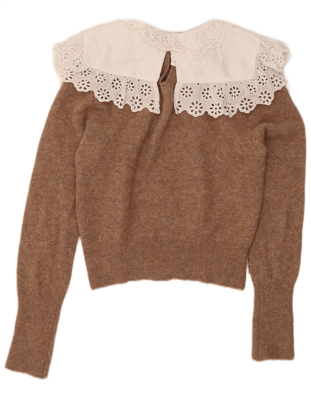 Zara Womens Crop Boat Neck Jumper Sweater UK 14 Medium Brown Polyester