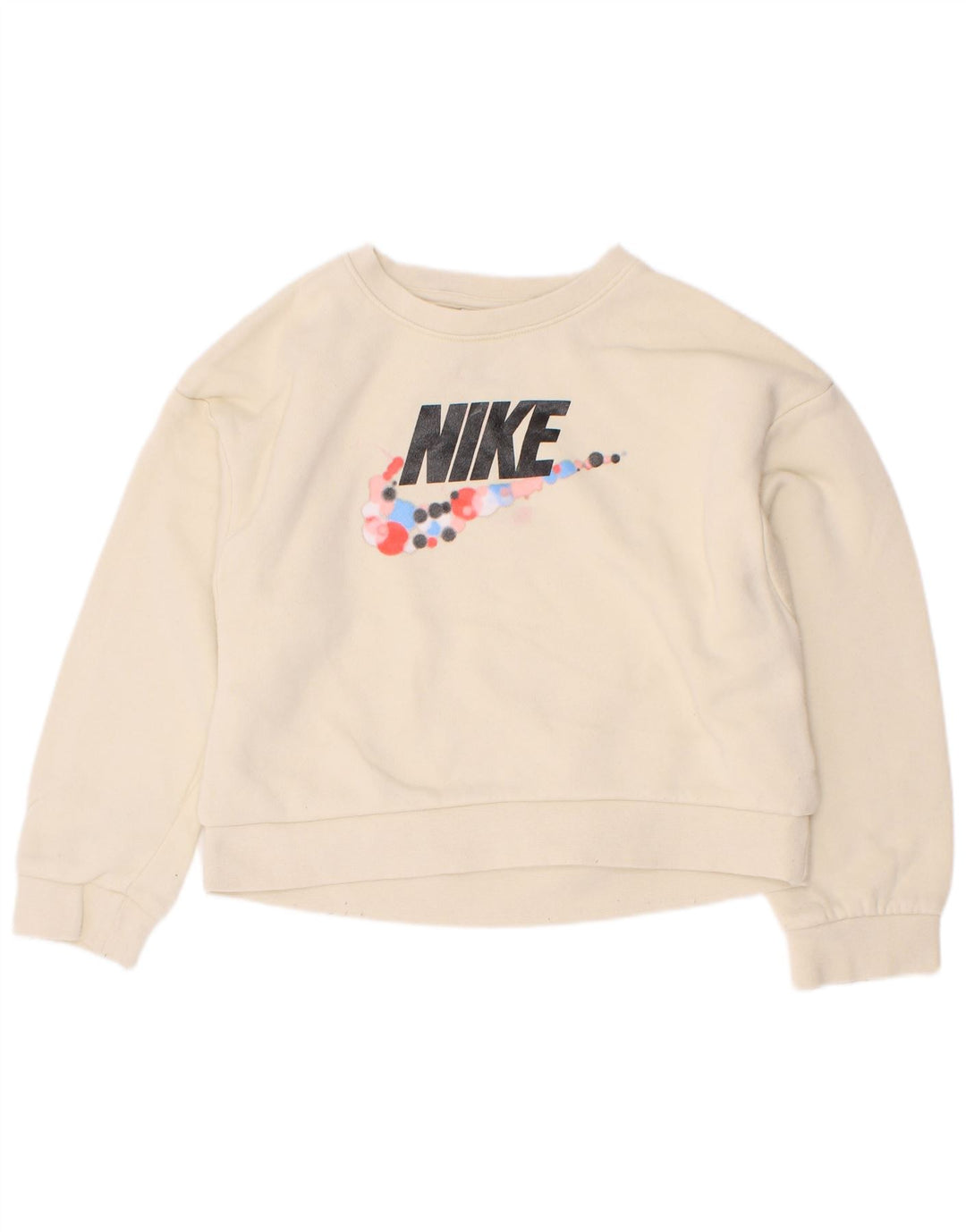 Nike Girls Graphic Sweatshirt Jumper 5-6 år Medium Beige Bomuld