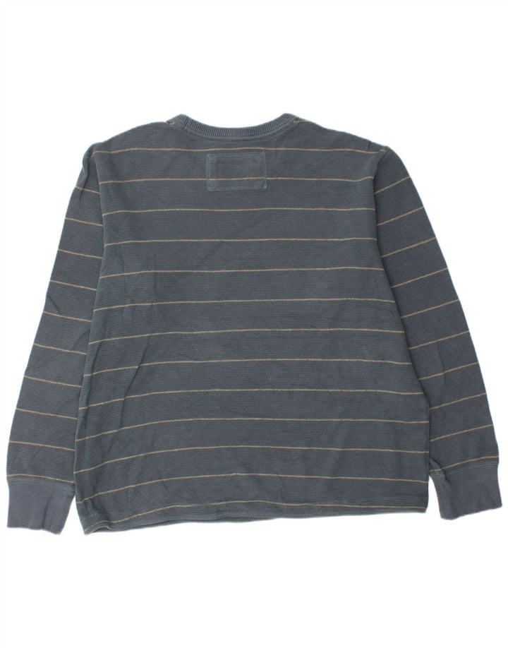 EDDIE BAUER Herre Top Langærmet XL Blå Stribet Bomuld