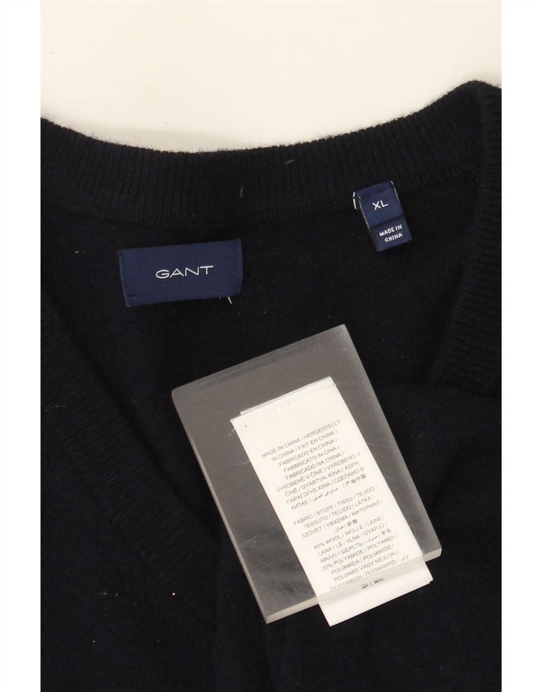 Gant Herre V-hals sweater XL marineblå uld