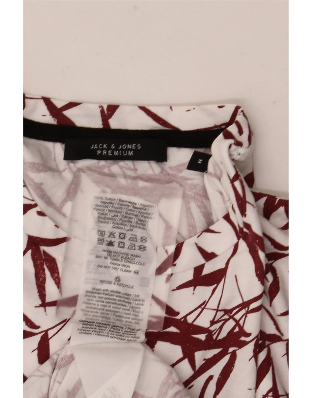 Jack & Jones Herre T-shirt Top Medium White Floral Bomuld