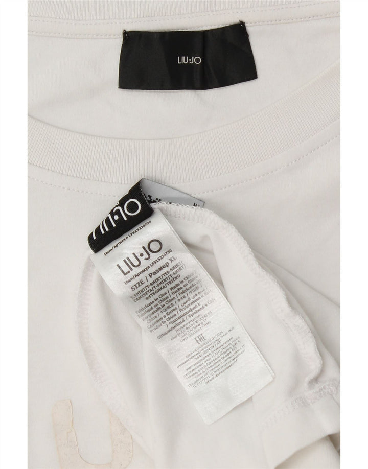 LIU JO Herre Grafisk T-Shirt Top XL Hvid Bomuld