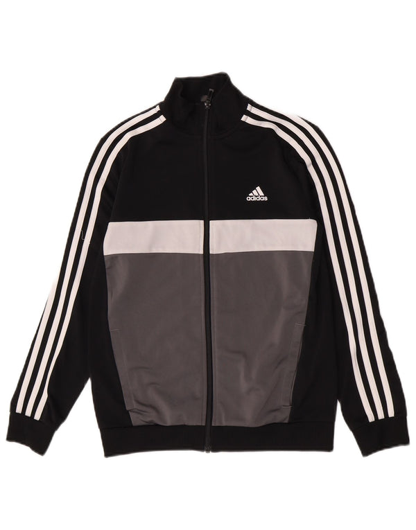 Adidas Boys Aeroready Tracksuit Top Jacket 11-12 Years Black Colourblock