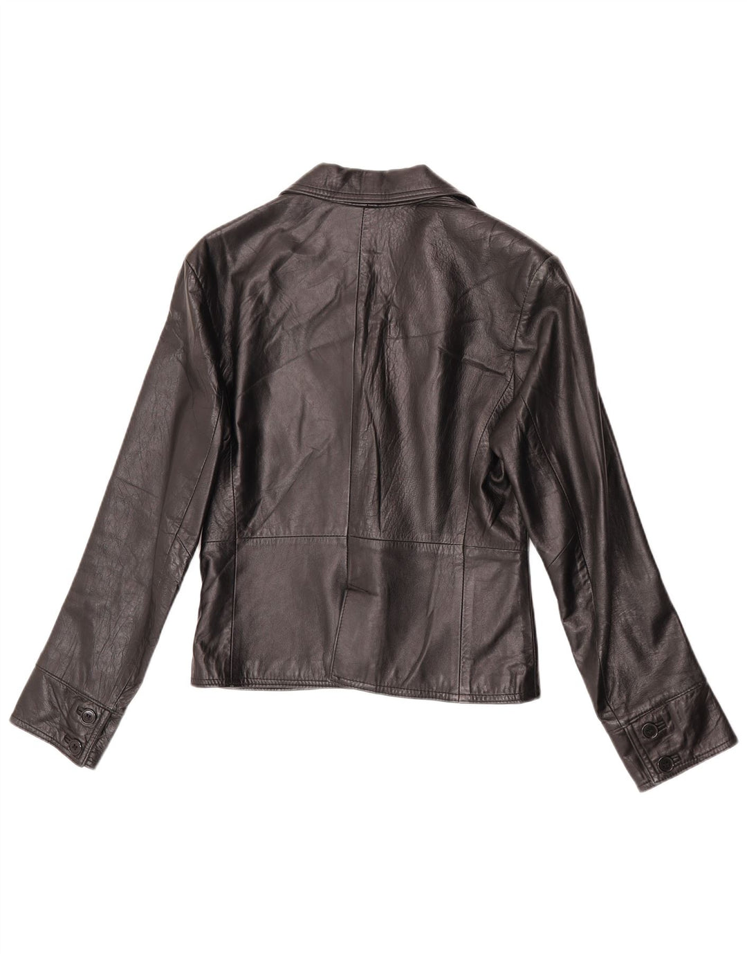 VINTAGE Dame 2-knaps læder blazerjakke IT 44 Medium sort læder