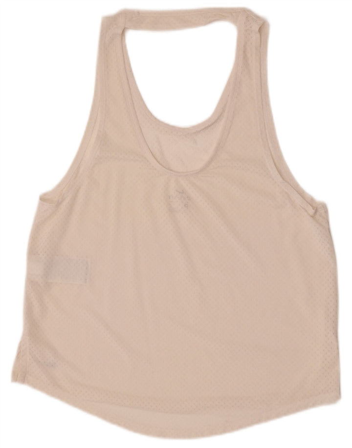 Nike Dame Dri Fit Vest Top UK 12 Medium Off White Polyester