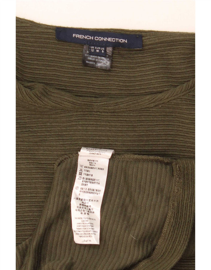 French Connection Dame 3/4-ærmet Shift Dress UK 12 Medium Khaki Viscose
