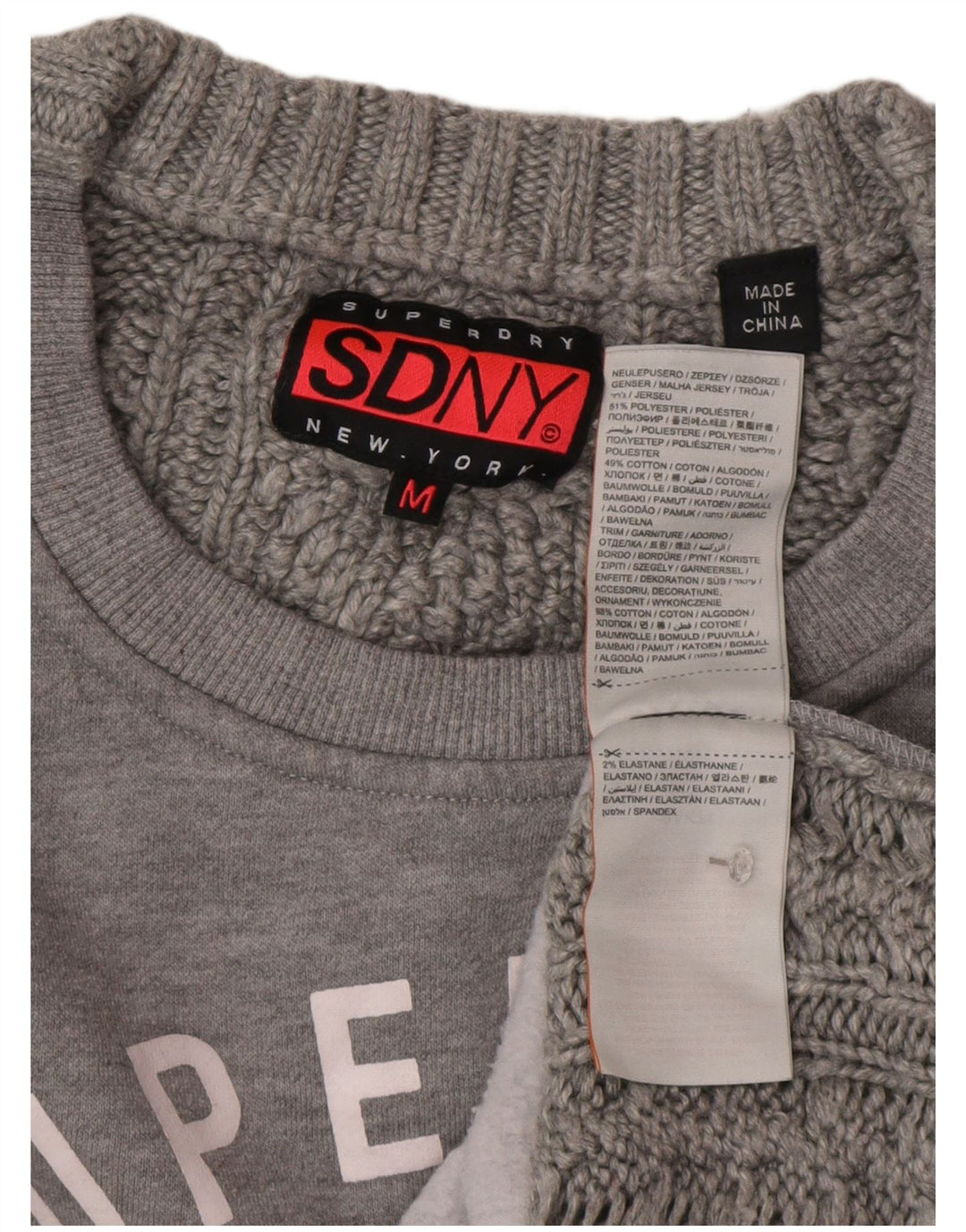 SUPERDRY Dame Oversized grafisk sweatshirt Jumper UK 14 Medium Grey