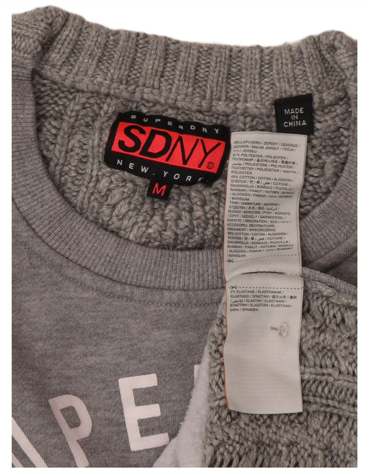 SUPERDRY Dame Oversized grafisk sweatshirt Jumper UK 14 Medium Grey