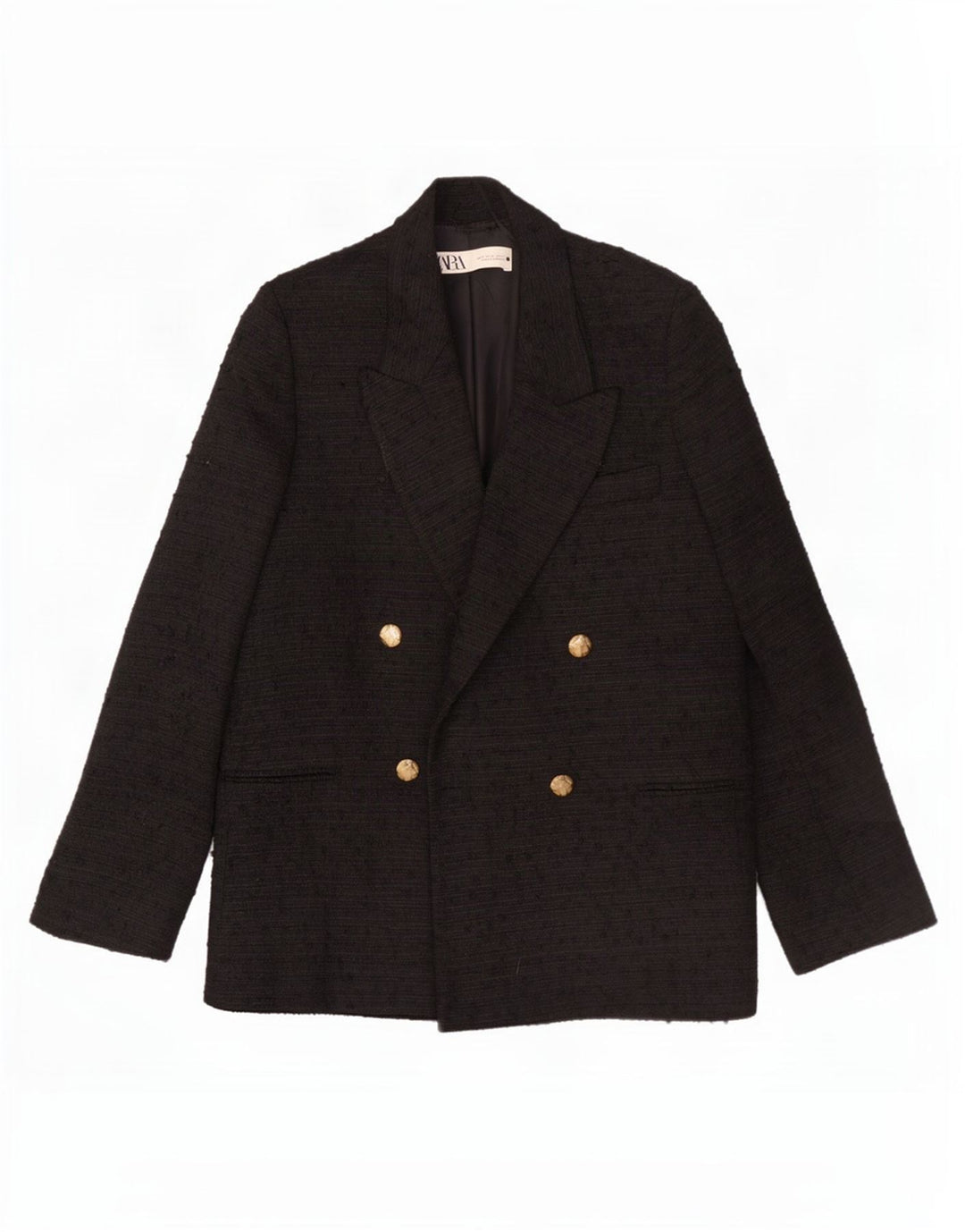 Zara Herre dobbeltradet blazerjakke UK 36 Small Black Flecked Polyester