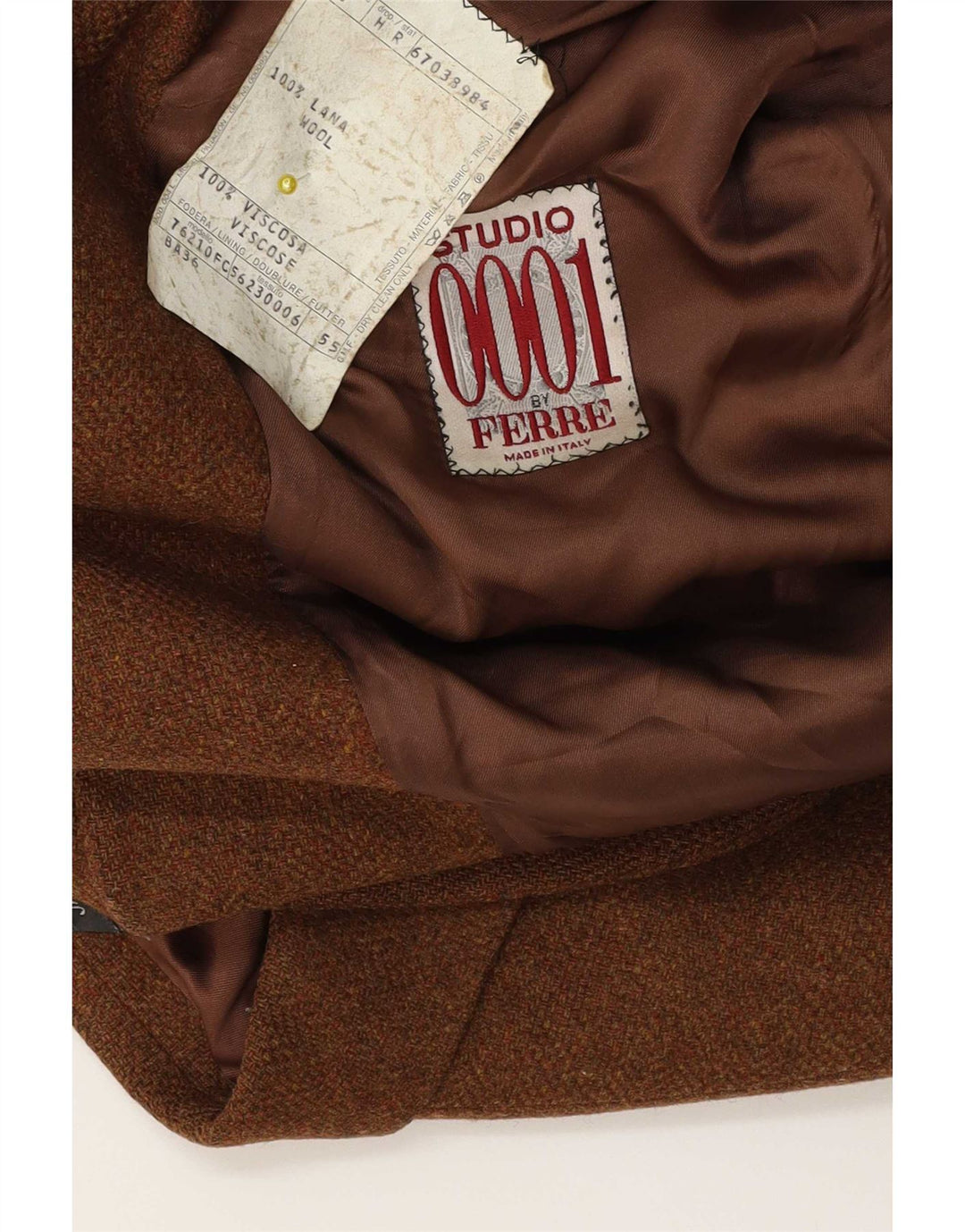 Ferre Herre 2-knaps blazerjakke IT 50 Large Brown Flecked Wool