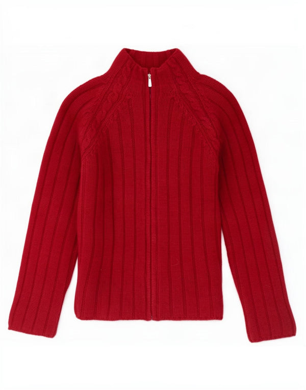 Calvin Klein Jeans Dame Cardigan Sweater med fuld lynlås UK 14 Medium Burgundy