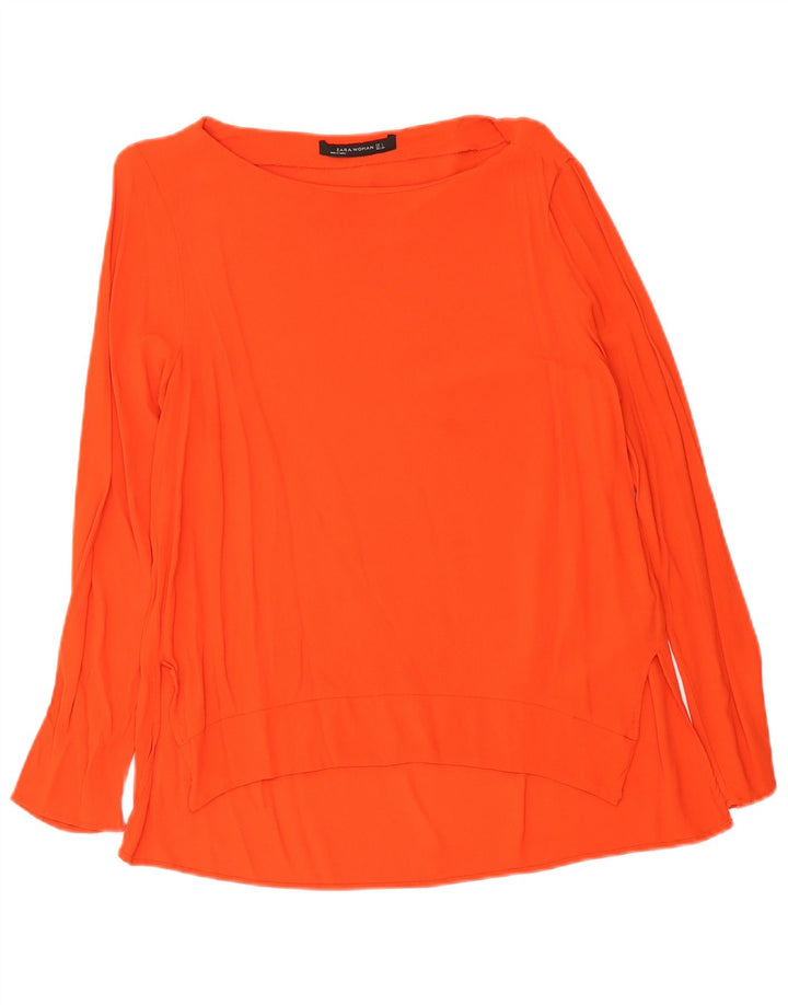 Zara Dame Bluse Top UK 14 Stor rød viskose